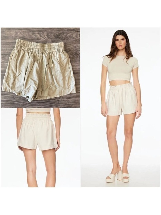 Dynamite Pants - NEW Dynamite Jerri Pull On Linen Shorts High Waisted in Covert Green